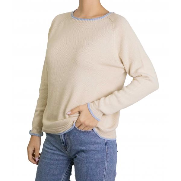 Maglioncino con bordi con contrasto di colore in cotone 